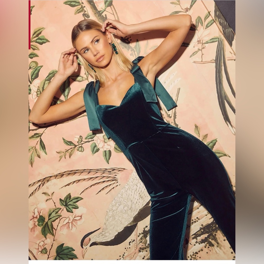 Gorgeous Logan Velvet Shoulder Tie Jumpsuit by VICI size small
